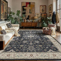 PureCozy Black 8x10 Area Rug Washable Vintage Carpet Living Room Large Indoor by PureCozy