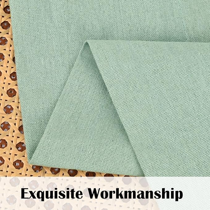 FRAMICS Farmhouse Valance Curtains, Boho Cotton Linen Kitchen Valance, Sage - Image 4