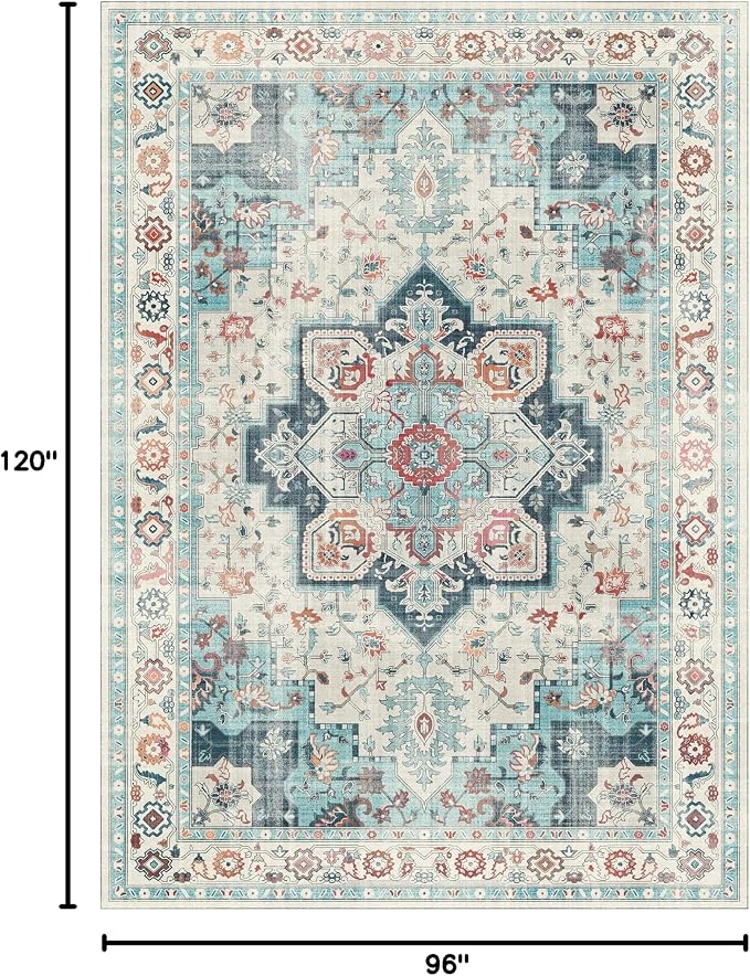 GENIMO 8x10 Area Rugs for Living Room, Machine Washable Non Slip Rugs, Low Pile - Image 2