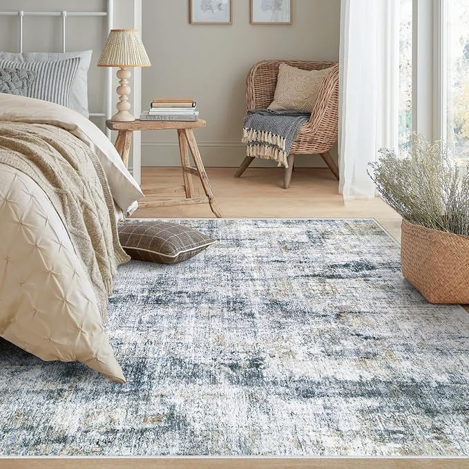 5x7 Area Rug for Living Room: Washable Abstract Soft Rugs Non Slip Modern Stain - Image 4