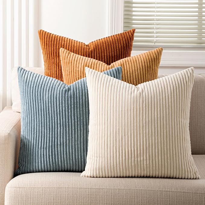 LANANAS Neutral Couch Throw Pillow Covers 18x18 Inch Set of 4 Decorative by LANANAS