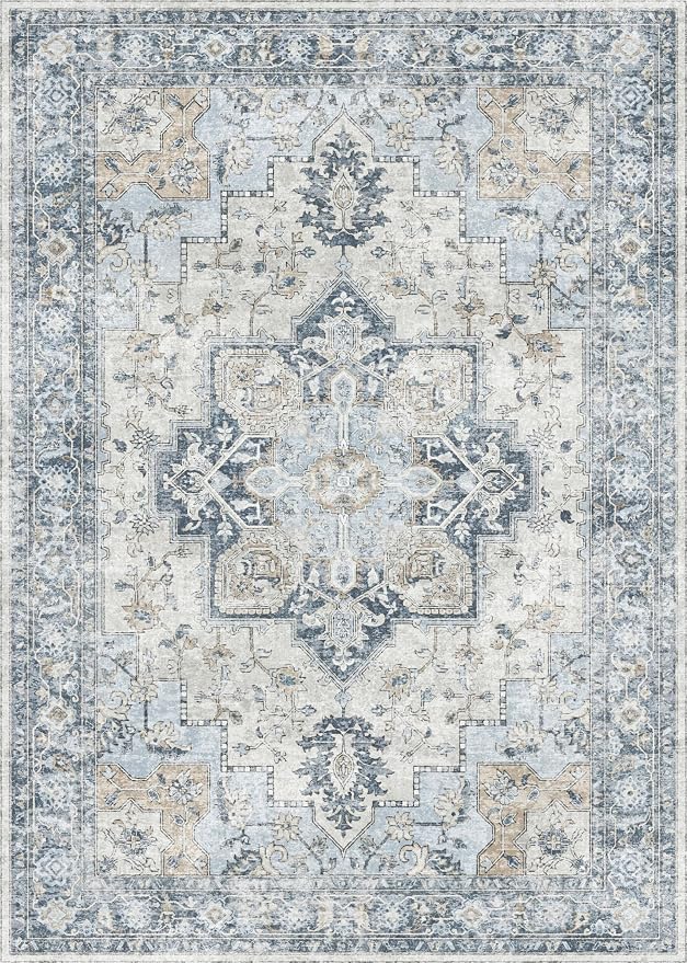 GENIMO 4x6 Area Rugs for Living Room, Machine Washable Rug, Non Slip Vintage - Image 8