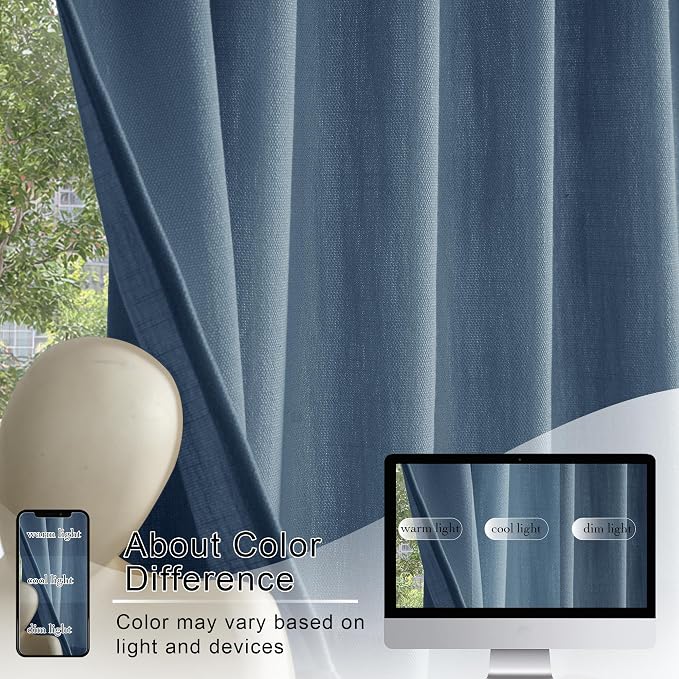 RYB HOME Short Kitchen Valances and Curtain Set, Thick Faux Linen Blended - Image 7