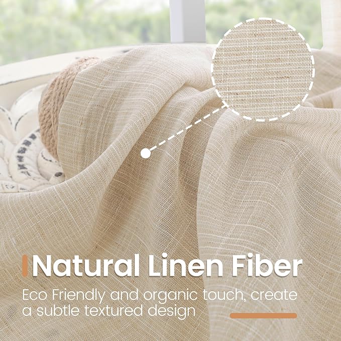 BGment Burlap Linen Curtains 84 Inch Length - Image 3