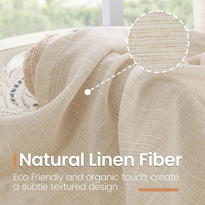 BGment Natural Linen Curtains 96 Inches Long - Image 3