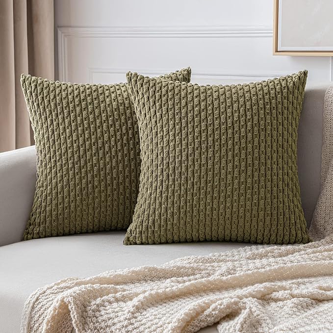 MIULEE Pack of 2 Decorative Throw Pillow Covers 20x20 Inch Soft Boho Striped by MIULEE
