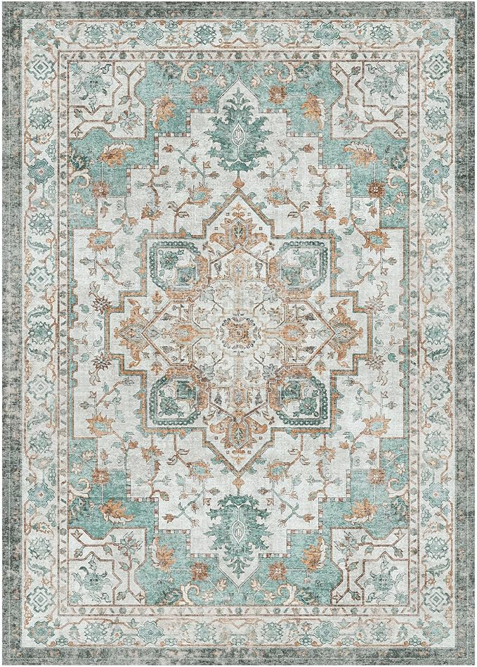 GENIMO 9x12 Area Rugs for Living Room, Machine Washable Non Slip Vintage Rugs - Image 7