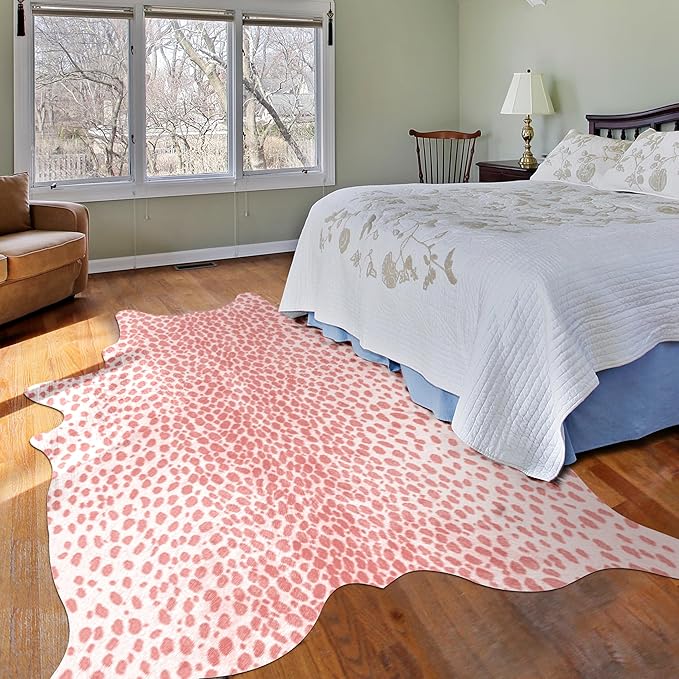 Leopard Print Rug, Animal Print 5.2x6.2 Feet Cowhide Rug - Image 3
