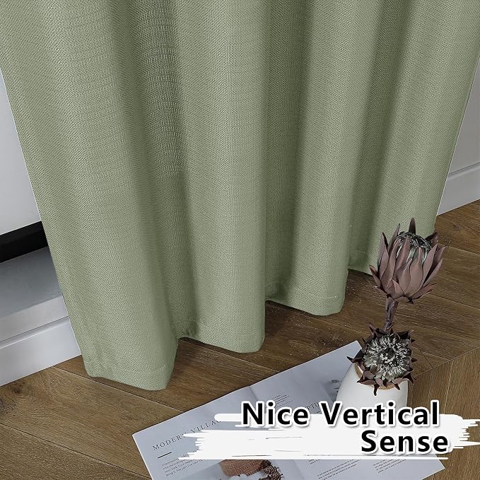 Gwine Light Green Valance Curtain, Light Filtering Faux Linen Textured Valance - Image 7