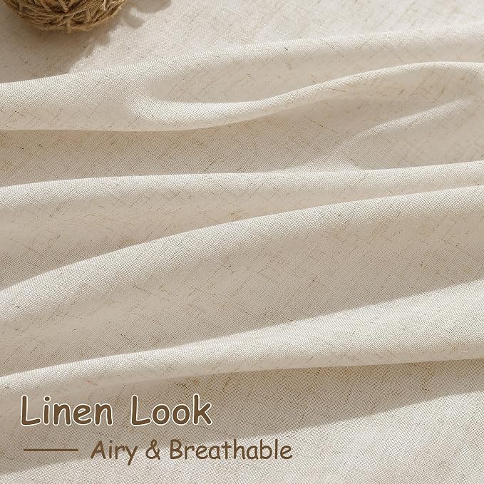 Cream Beige Linen 144 Inch Curtains - Image 4