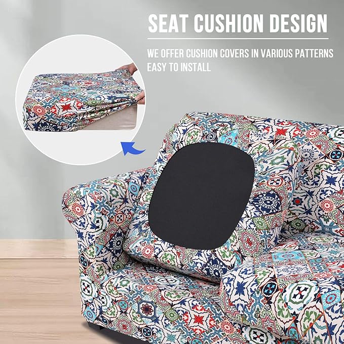 hyha Couch Cover, Floral Pattern, 4 Pieces, Sofa Slipcovers, - Image 2