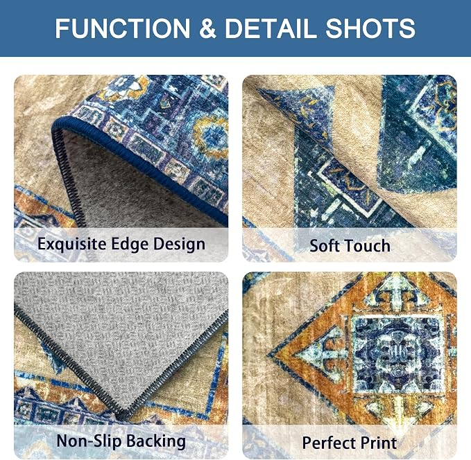 Tritard 100% Non Slip Kitchen Rugs Sets of 3 Washable Boho Kitchen Mats - Image 5