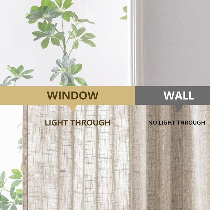 MYSKY HOME Oatmeal Curtains for Living Room, Semi Sheer Curtains & Drapes Light - Image 7