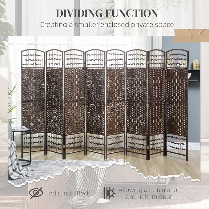 HOMCOM 8 Panel Room Divider, Folding Privacy Screen, 5.6' Room Separator - Image 6