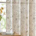 jinchan Floral Linen Curtains for Living Room 84 Inch Length Green Flower by JINCHAN