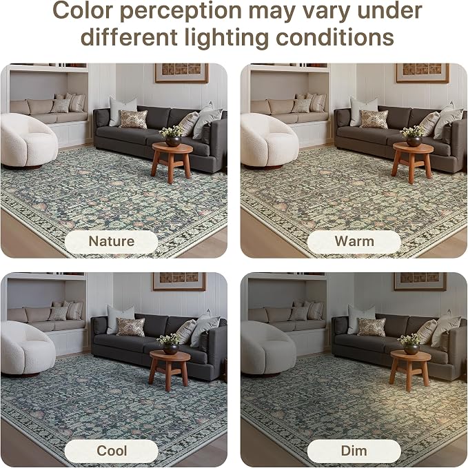 Bavni Round Rug 5ft-Machine Washable Area Rugs Non-Slip - Image 8