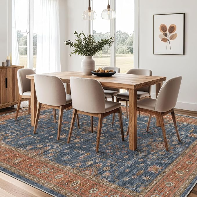 7x9 Area Rug for Living Room- Machine Washable Soft Oriental Vintage Large - Image 5