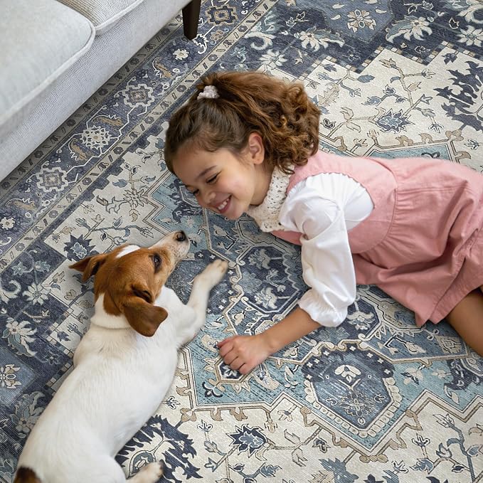 GENIMO Area Rug 2x3 Doormat, Machine Washable Low Pile Rugs, Small Retro - Image 6