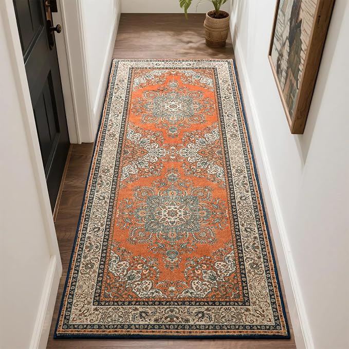 Runner Rug for Bedroom, 2x6 Non-Slip Vintage Area Rug, Machine Washable Boho - Image 8