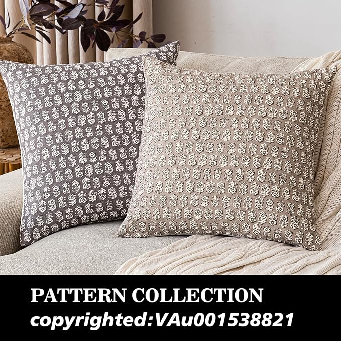 Foindtower Set of 2 Decorative Neutral Floral Print Throw Pillow Covers Vintage - Image 4