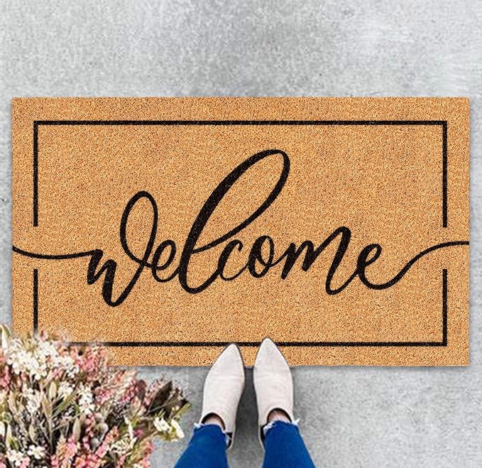 JarThenaAMCS Welcome Mat Natural Coir Door Mat Rustic Brown Welcome Floor Mat by JarThenaAMCS