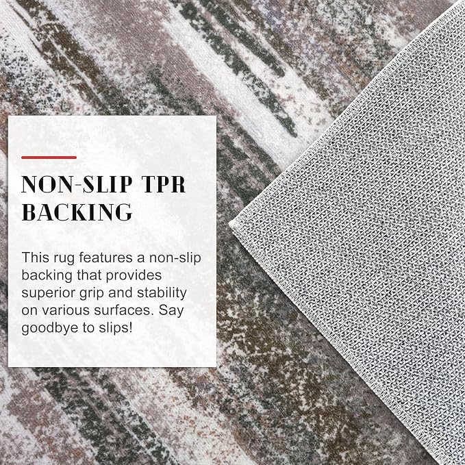 Lansny Modern Abstract Runner Rug 2x10, Dark Light Brown White Washable Long - Image 6