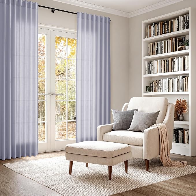 Nanspring Lavender Purple Linen Curtains 102 Inches Long - Image 6