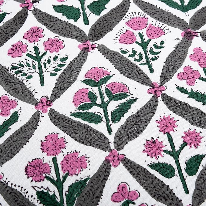 Ridhi Block Print Pink and White Pillow Cover 20" x 20" Decorative Couch Pillows - Image 8