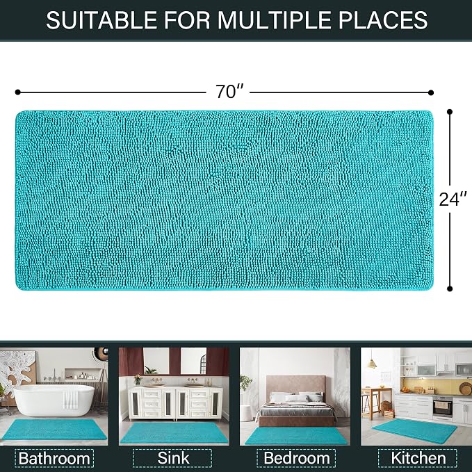LOCHAS Luxury Bathroom Rug Shaggy Bath Mat 24 x 70 Inch, Washable Non Slip Bath - Image 2