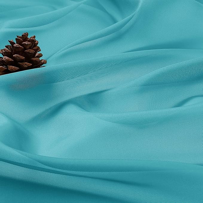 OWENIE Sheer Turquoise Curtains 108 Inches Long - Image 8