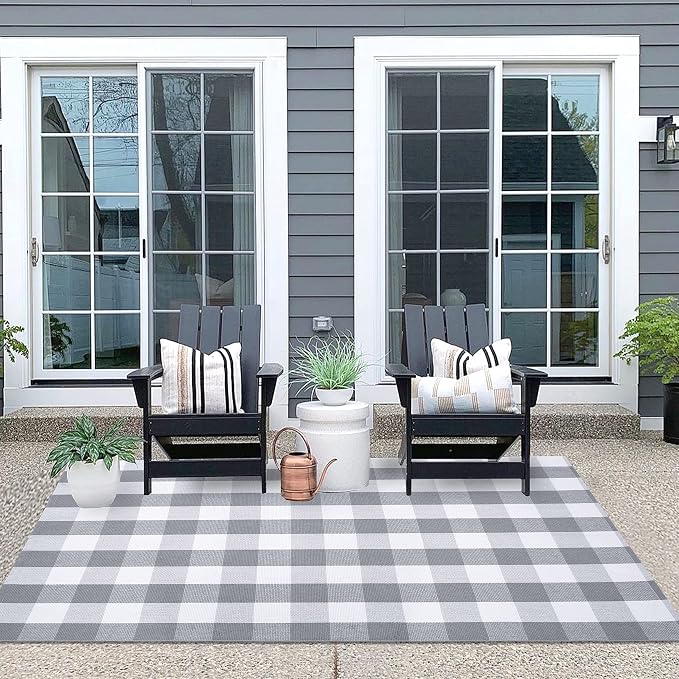 IOHOUZE Buffalo Plaid Checkered Rug 4x6 Ft Front Door Mats, Washable Area Rugs - Image 4