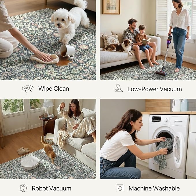 Bavni Area Rugs for Living Room, 5x7 Washable Rug Non-Slip Washable，Ultra-Thin - Image 4