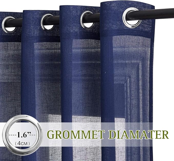 NICETOWN Linen Textured Sheer Curtains 96 inch Long - Image 3