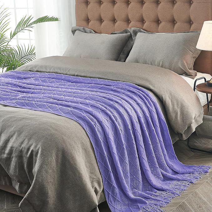 inhand Cornflower Blue Knitted Throw Blanket - Image 3