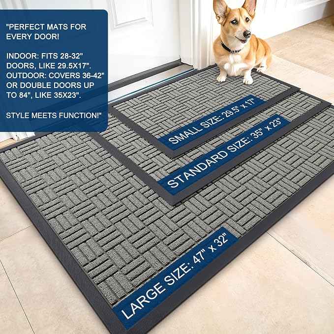 OLANLY Front Door Mat Outside Entrance 47x17, Heavy Duty Sturdy Natural Rubber - Image 2