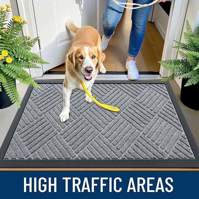 OLANLY Front Door Mat Outside Entrance 35x23, Heavy Duty Sturdy Natural Rubber - Image 5