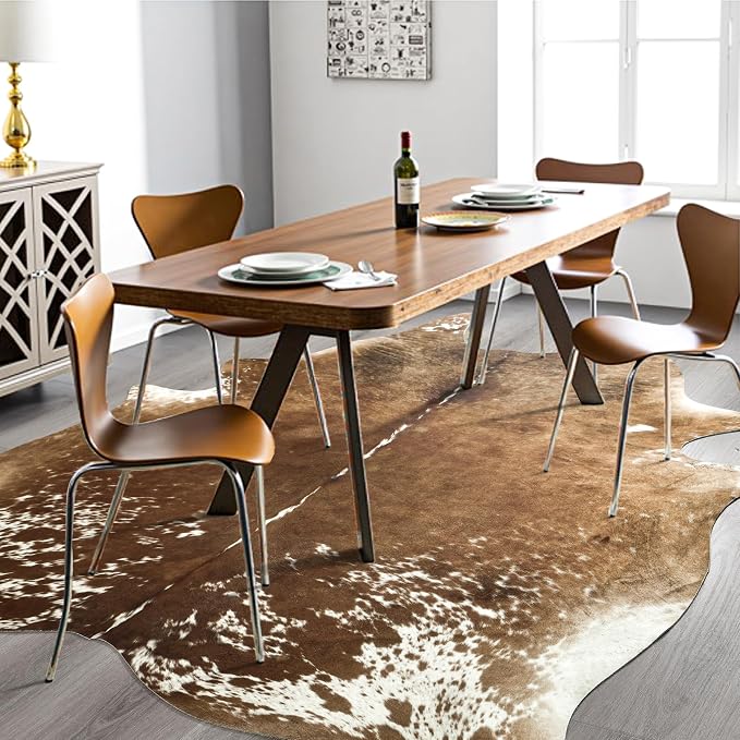 Easycozy Faux Cowhide Cow Print Rug: 6.2 x 7 Western Decor Faux Cowhide - Image 6