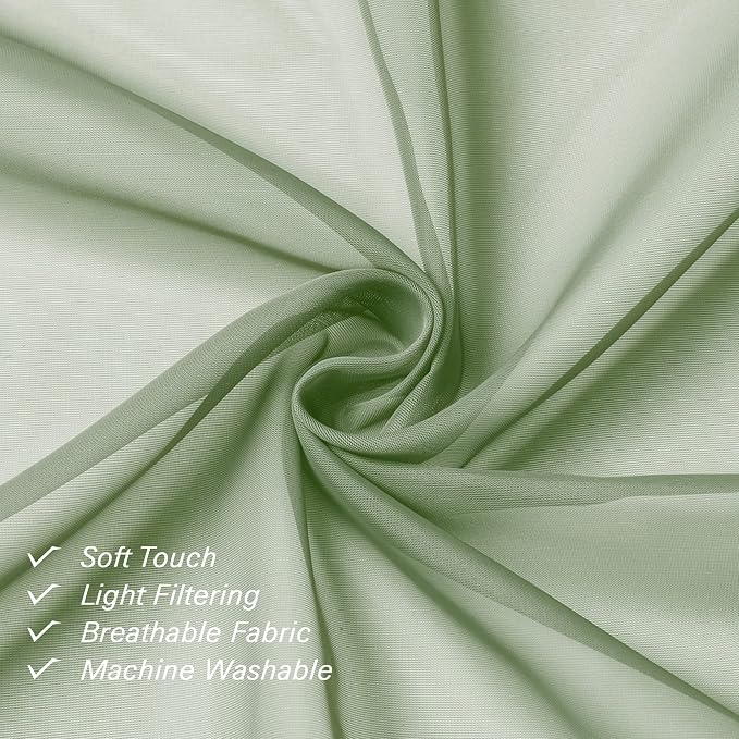 Lecloud Short Sheer Curtains 54 Inches Length 2 Panels, Light Filtering Voile - Image 3