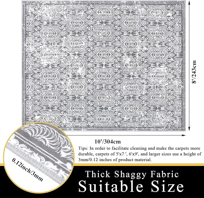 Vaukki Living Room Rug, Vintage Shaggy Soft Laundry Rug, Non Slip Kitchen Area - Image 2