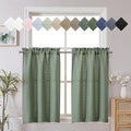 Chyhomenyc Sage Green Tier Curtains, 30 Inch Length, Burlap Textured Small Cafe by Chyhomenyc