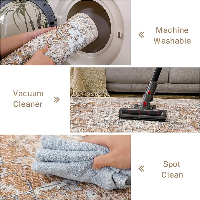 GENIMO 6x9 Area Rugs for Living Room, Machine Washable Non Slip Rugs, Low Pile - Image 5