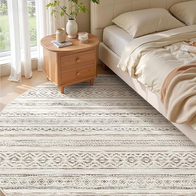 cotiled 8x8 Round Area Rug Living Room: Washable Boho Rugs - Image 2