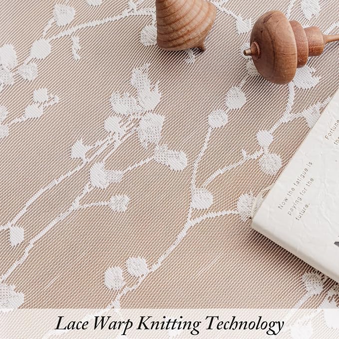 Rinwoc White Lace Semi-Sheer Valance Curtains – Privacy Light Filtering Rod - Image 6