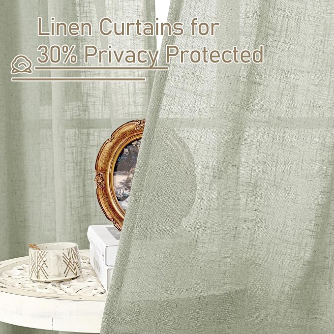 LAMIT Sheer Linen Curtains 63 Inch Length - Image 6