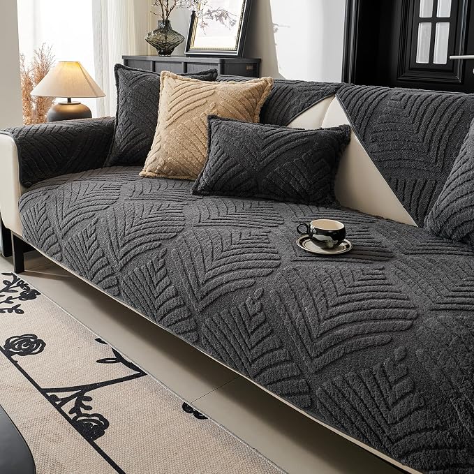 Sectional Couch Cover, Non-Slip Sofa Cover Plush Warm, Funny Fuzzy Pet Couch by PJLZJFBY