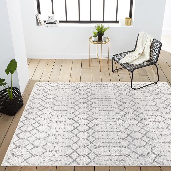 JONATHAN Y Boho Vintage Diamond Cream/Gray Indoor Area Rug 6X9 ft, Moroccan Hype - Image 6