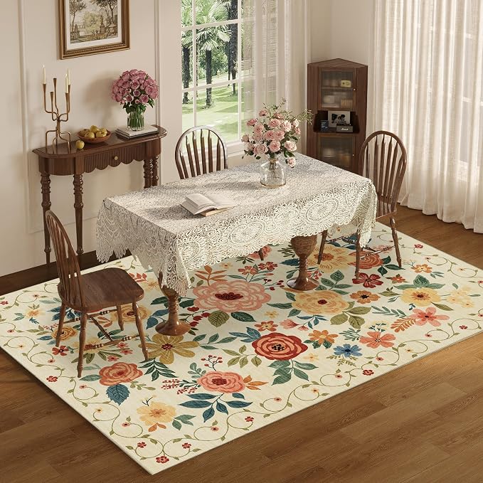 DUKINO 6x9 Area Rug, Floral Rugs - Image 4