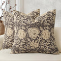 Vintage Floral Print Throw Pillow Covers 24x24 Set of 2 Neutral Modern by DKwizme