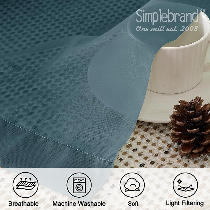 Simplebrand Dusty Blue Short Sheer Kitchen Curtains 36 Inch Length Tier Rod - Image 7