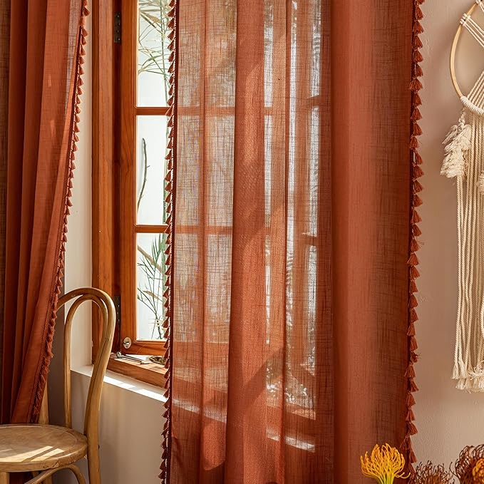 MYSKY HOME Bohemian Macrame Curtains 84 Inches Long - Image 5